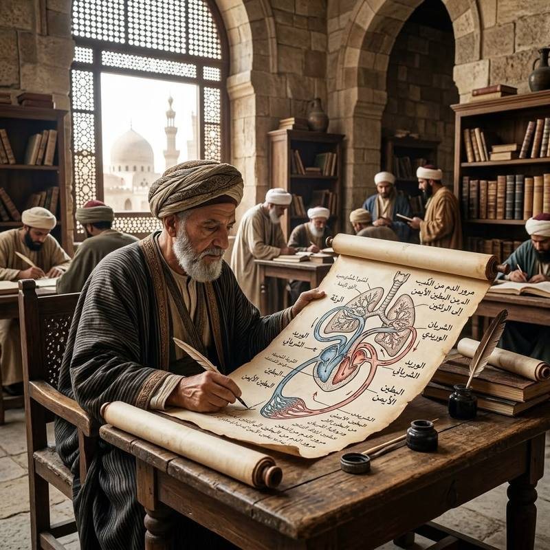 عالمٌ يرسم مخطوطة علمية